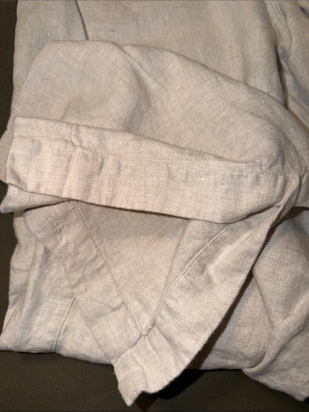 Cream Linen Drawstring Pants